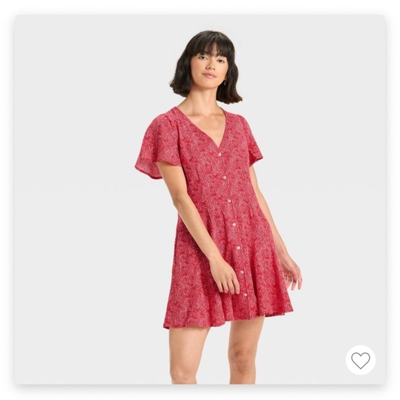 Universal Thread Red Linen Blend Stars Paisley Mini A Line Dress Size Medium - Picture 3 of 13